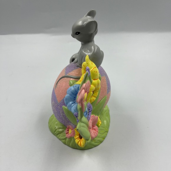 Vintage Ceramic Handmade Easter Egg Mice Spring Decor Shelf Sitter Figurine 80's - Picture 5 of 13